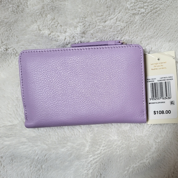 NWT! RADLEY LONDON Medium Purple Leather Bifold Wallet! - Picture 5 of 12